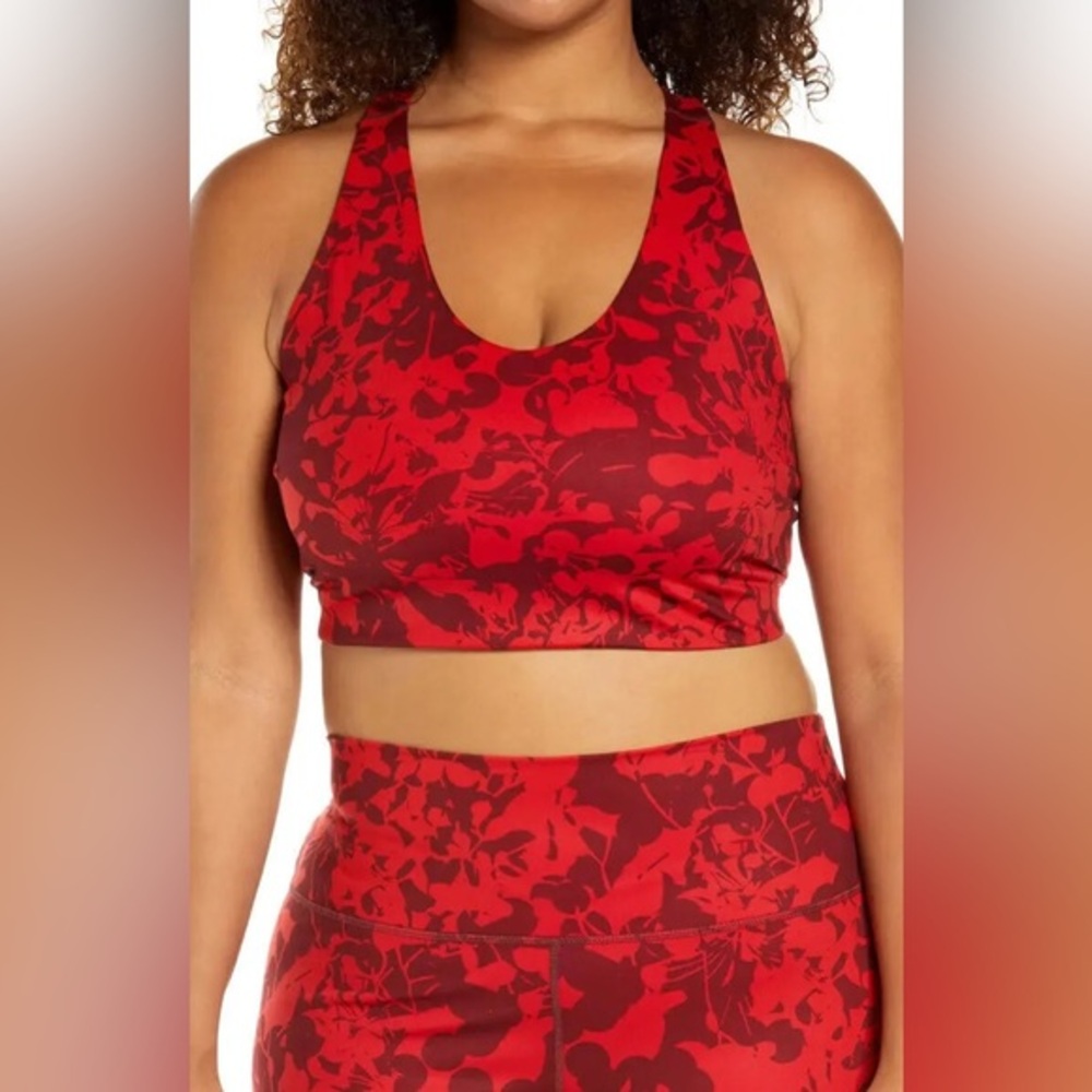 ZELLA Nordstrom Burgundy Red Studio Lite Longline Racerback Sports Bra (S)